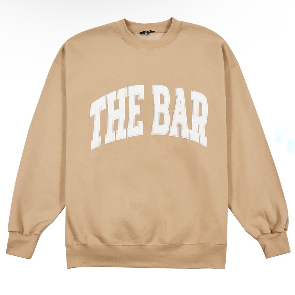 THE BAR - Varsity Crewneck Sweatshirt in Beige/White - Size XXL -NEW, NEVER WORN